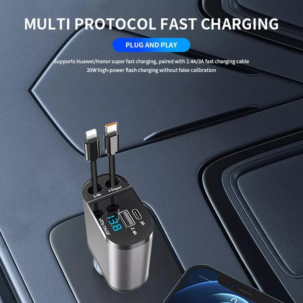4 in 1 Retractable Car Charger